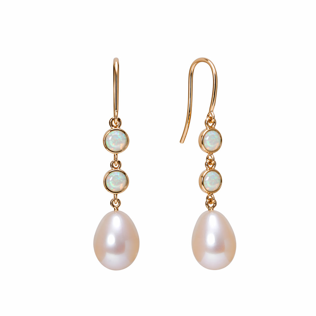 Baroque Pearl and Opal Drop Earrings