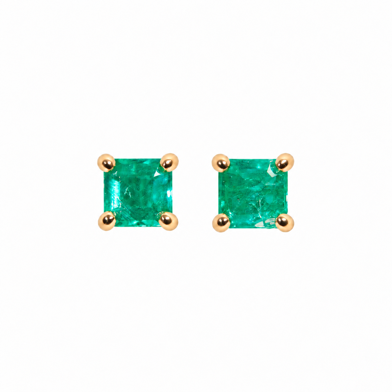 Emerald Solitaire Studs