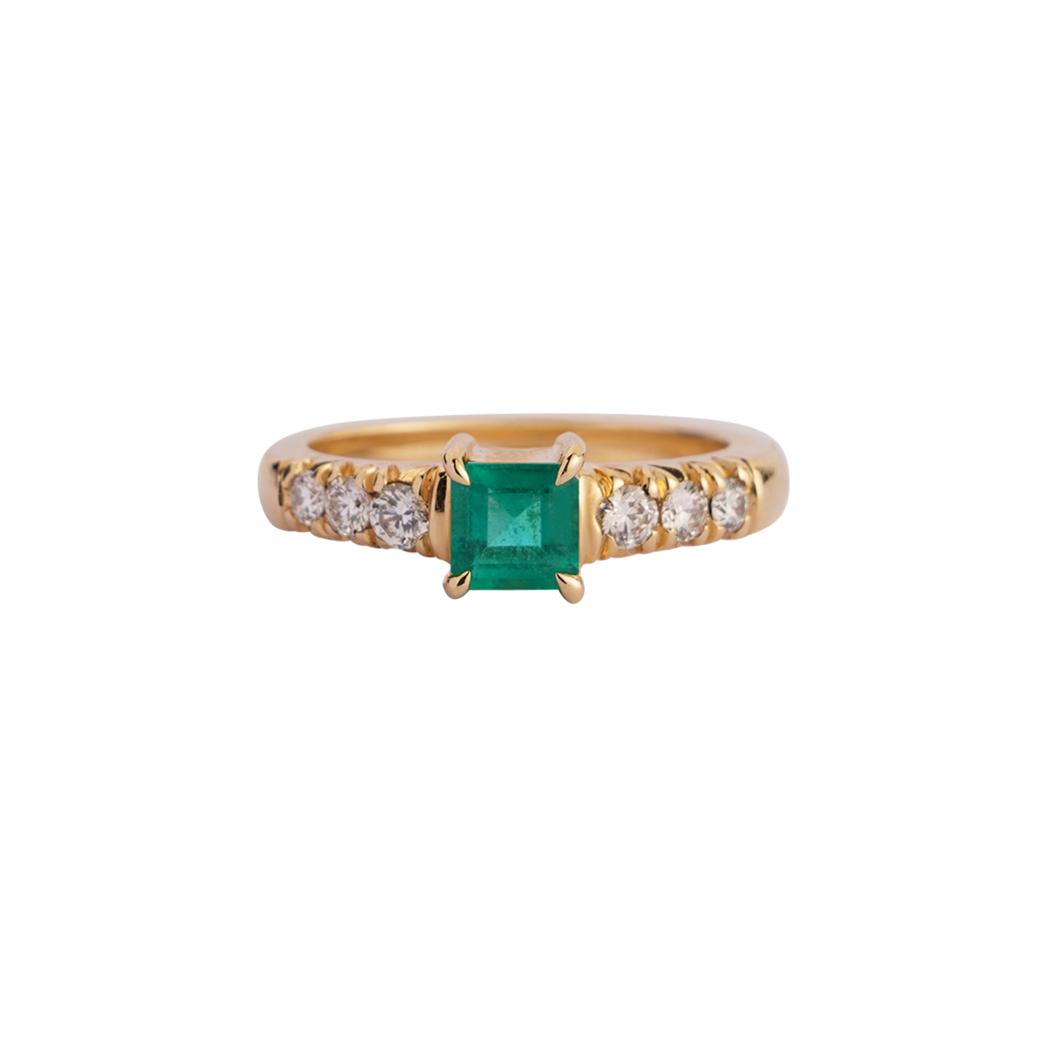 New! Emerald and Diamond French Pave Ring