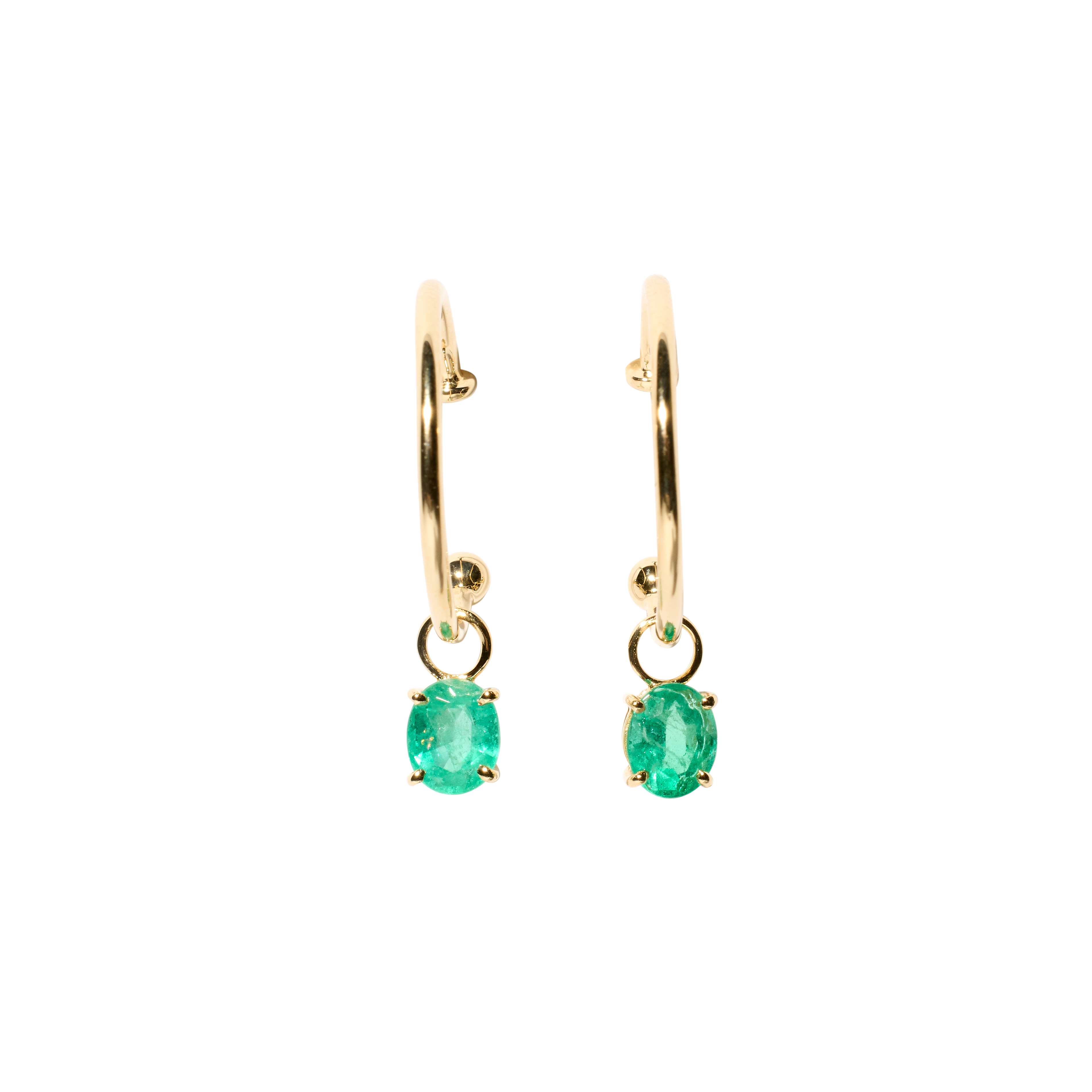 Floating Emerald Hoops