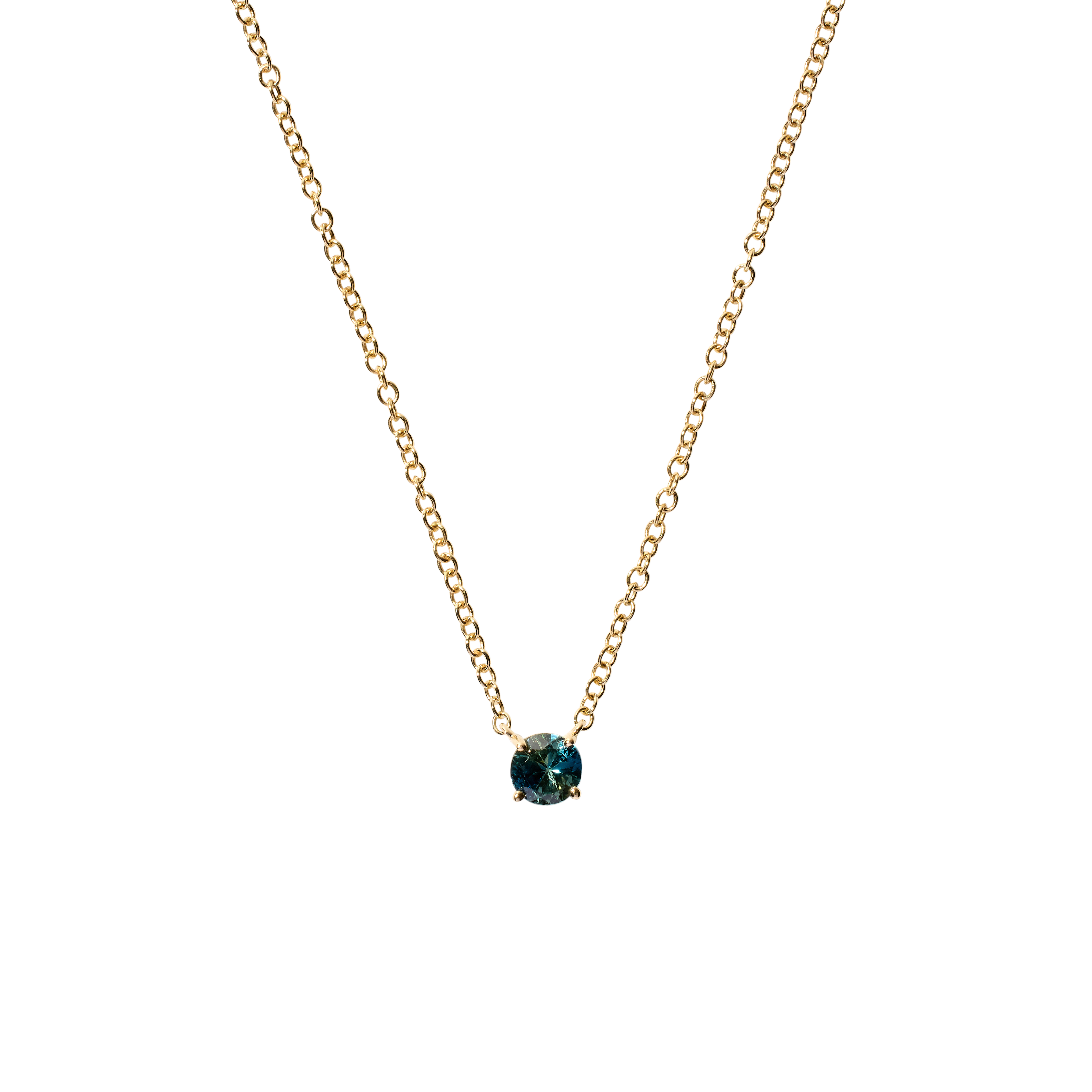 Solitaire Round Sapphire Necklace