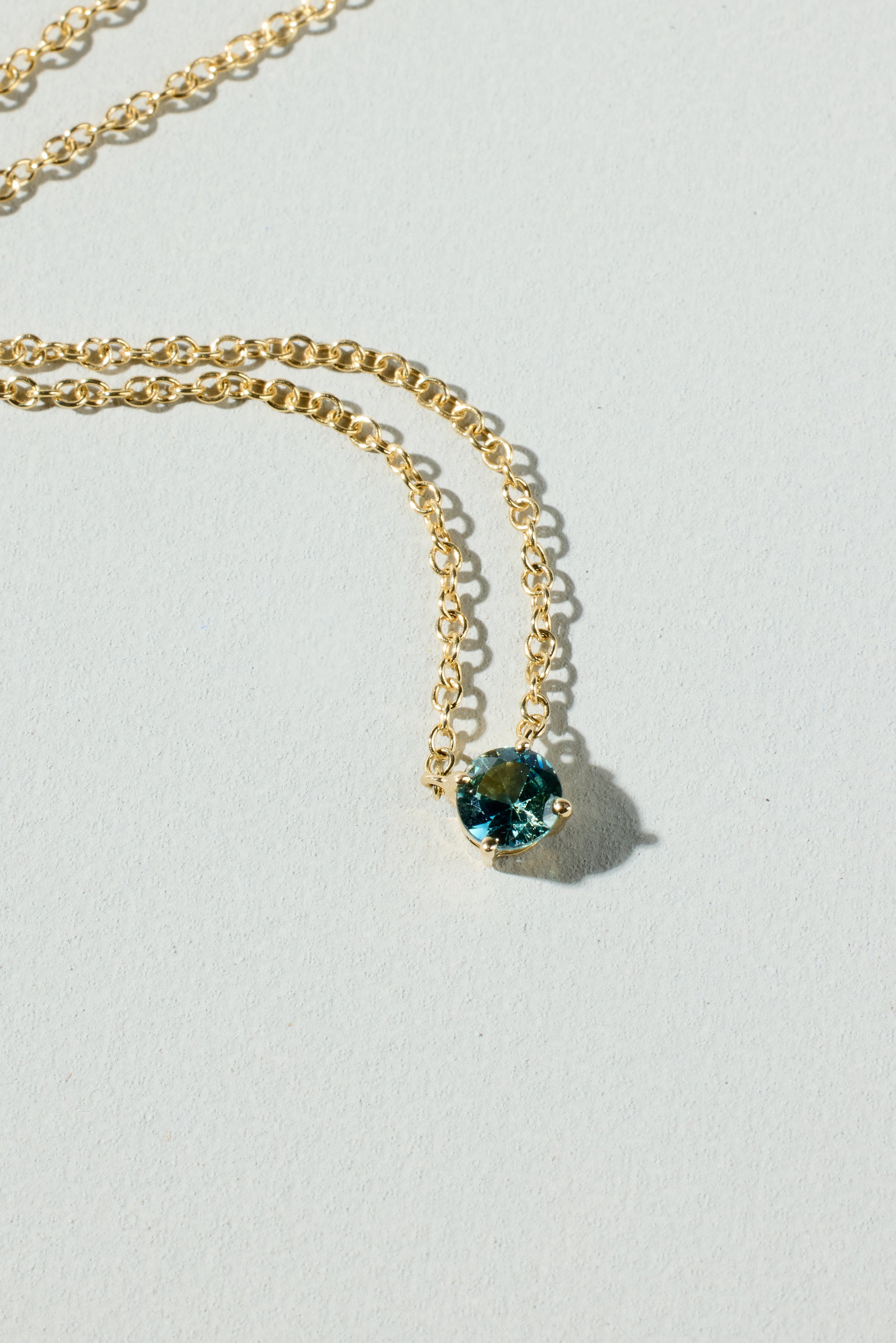 Solitaire Round Sapphire Necklace