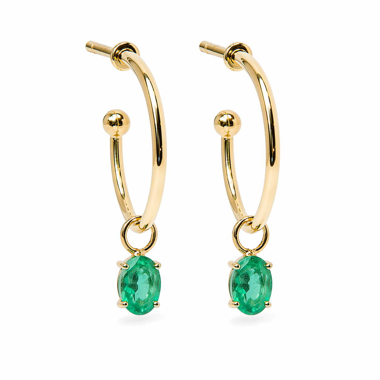 Floating Emerald Hoops
