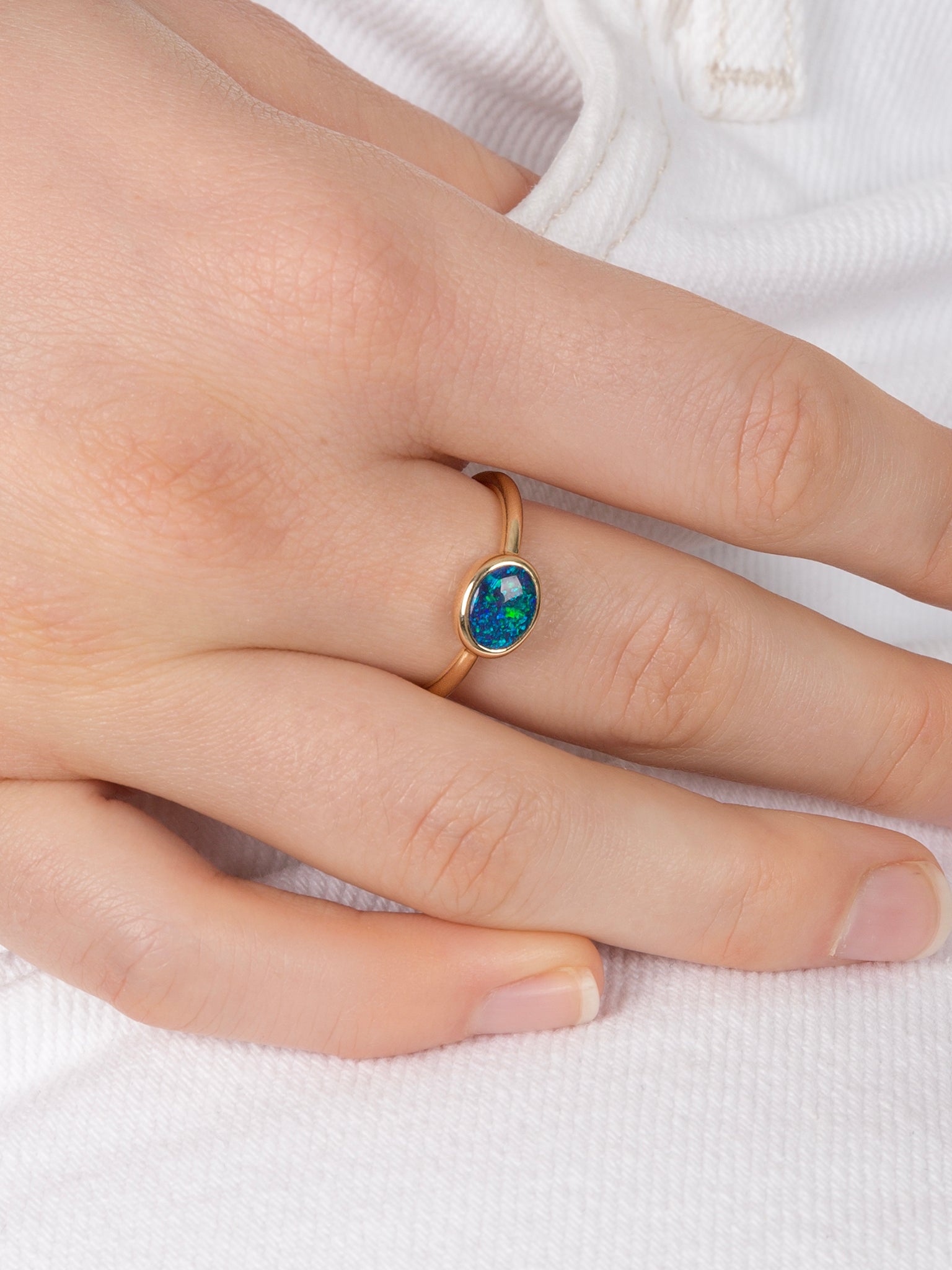 Light / Form Ring with Black Opal