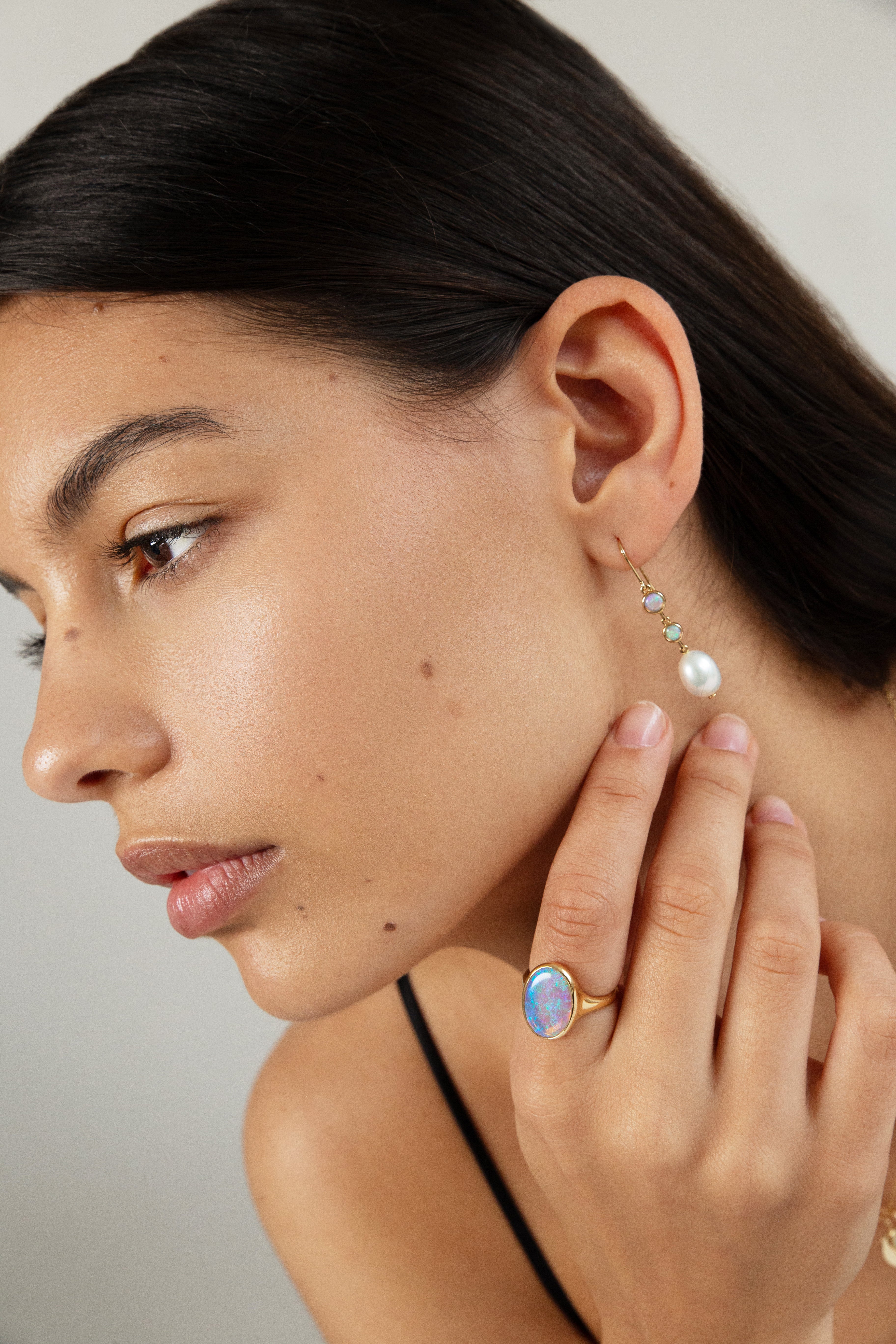 Baroque Pearl and Opal Drop Earrings