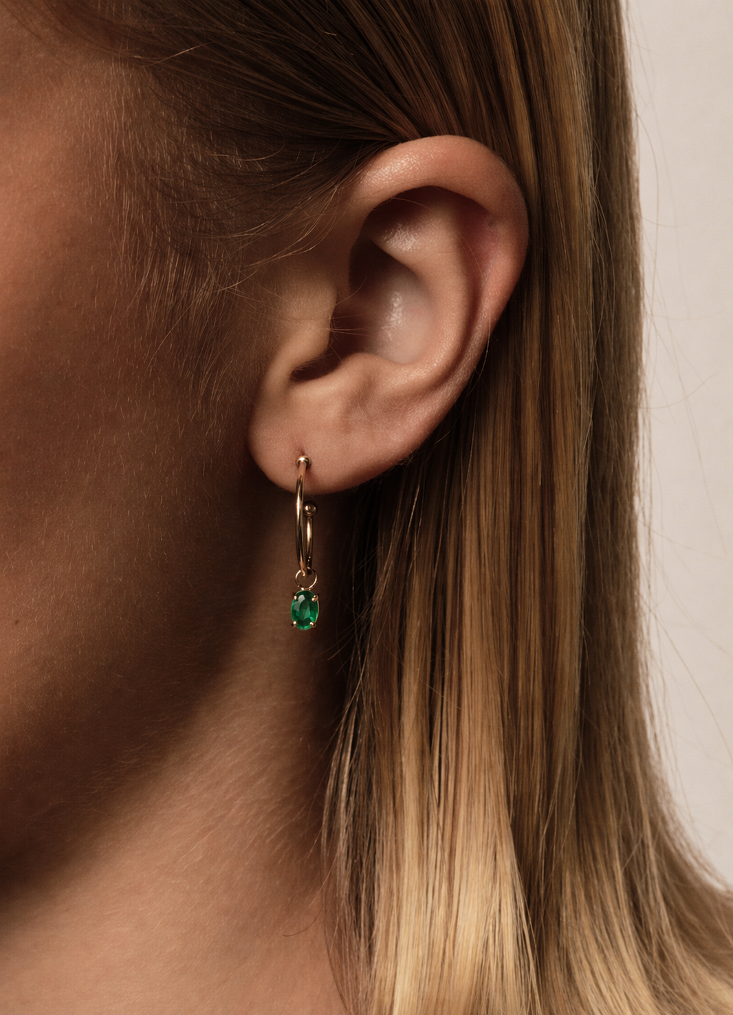 Floating Emerald Hoops