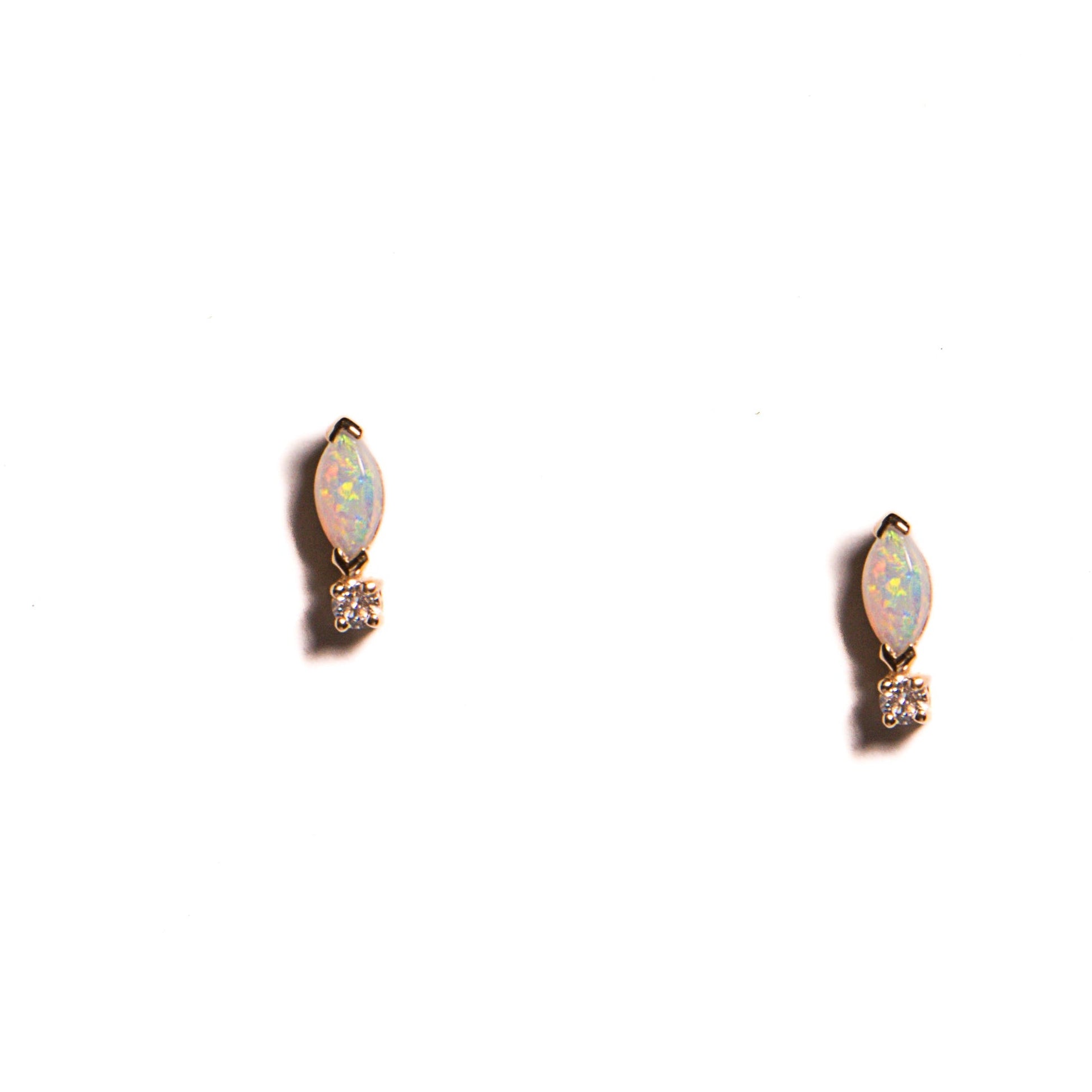 marquise opal and diamond studs
