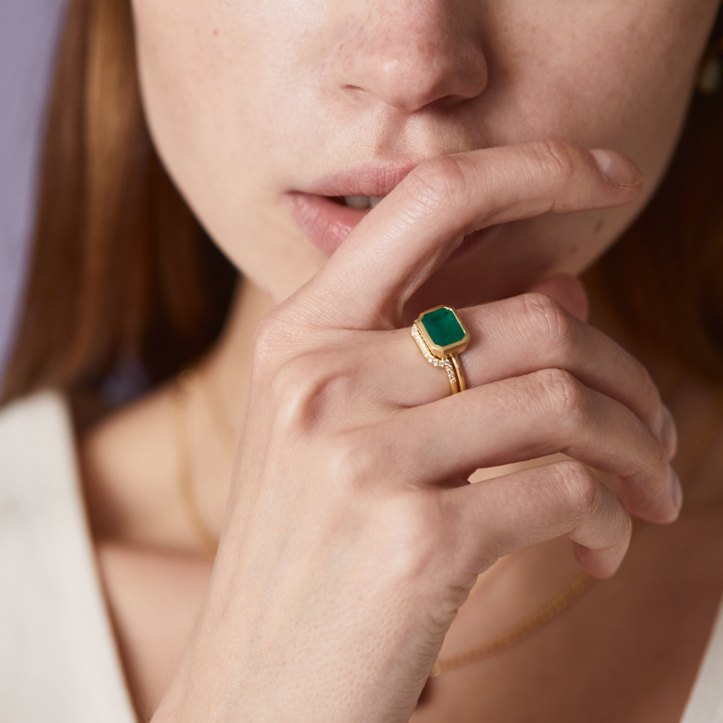 Art Deco Emerald Ring Set