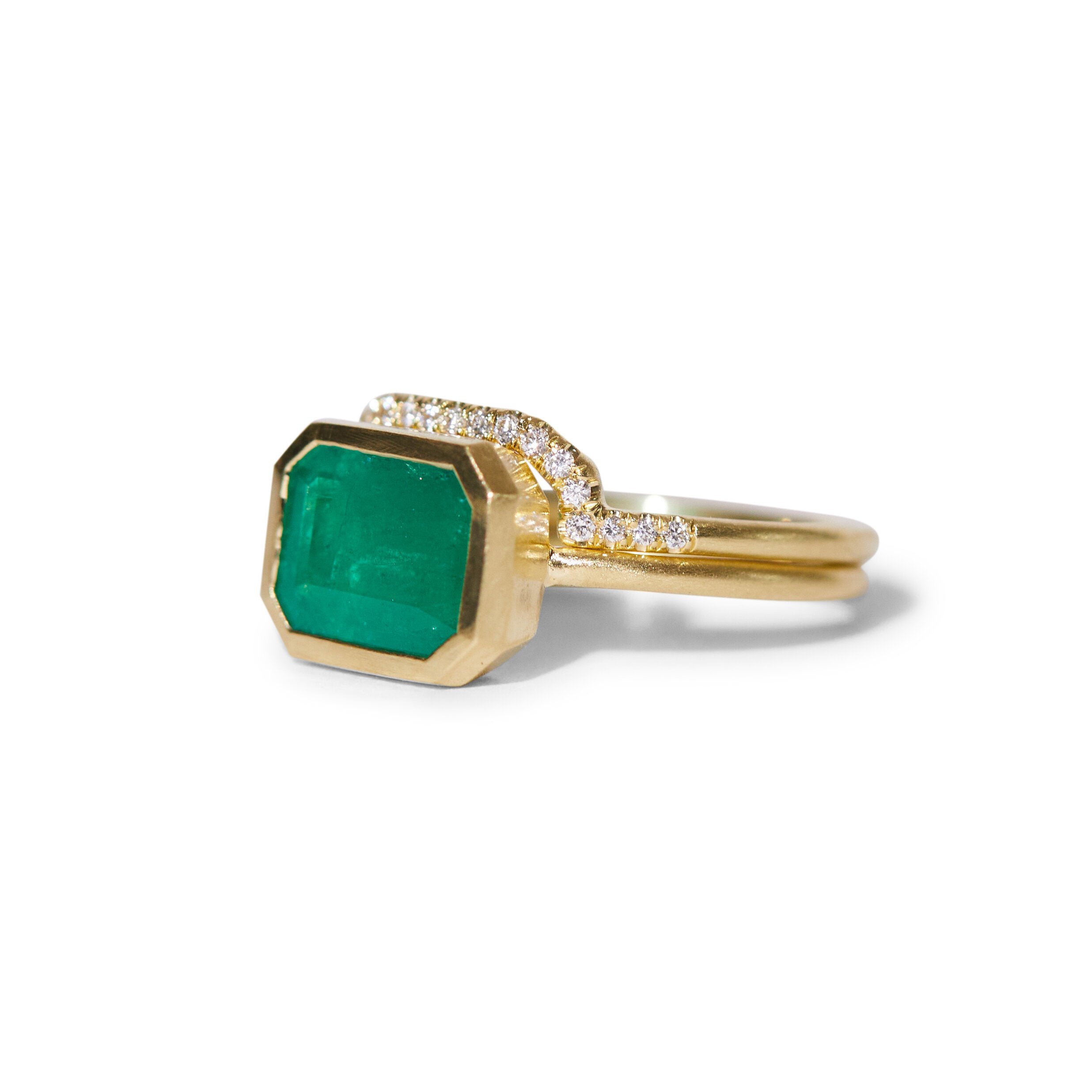 Art Deco Emerald Ring Set