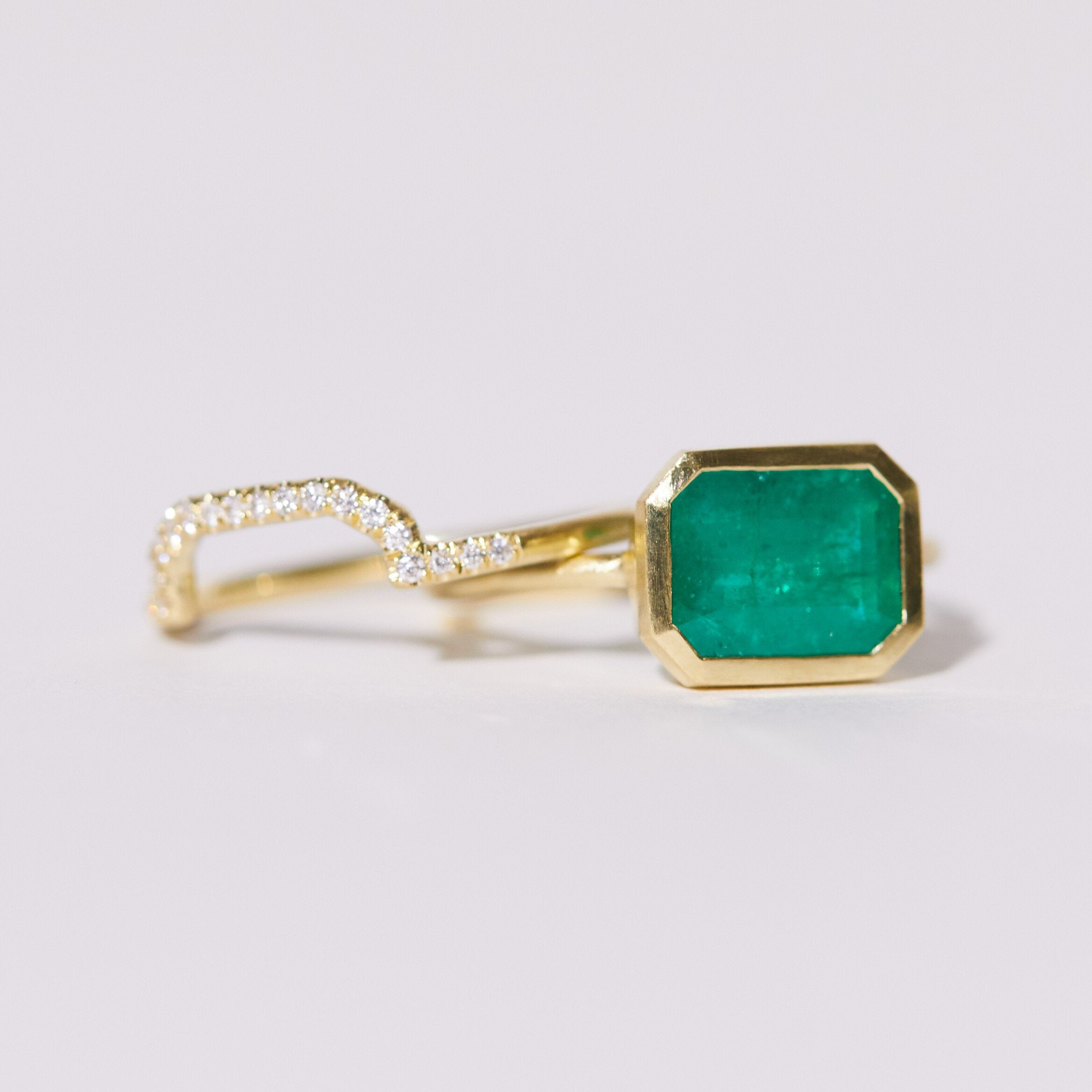 Art Deco Emerald Ring Set