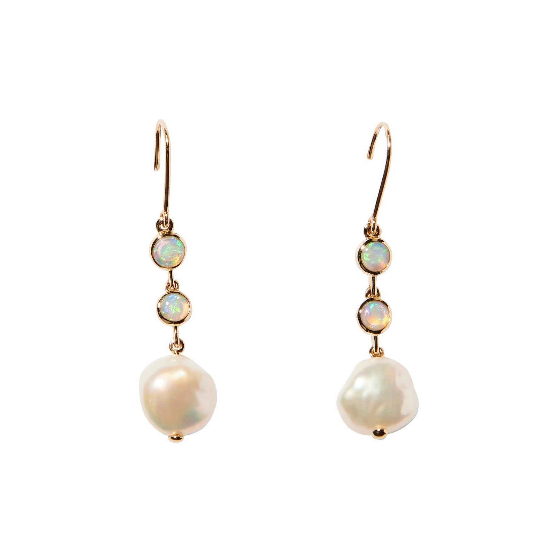 Baroque Pearl and Opal Drop Earrings