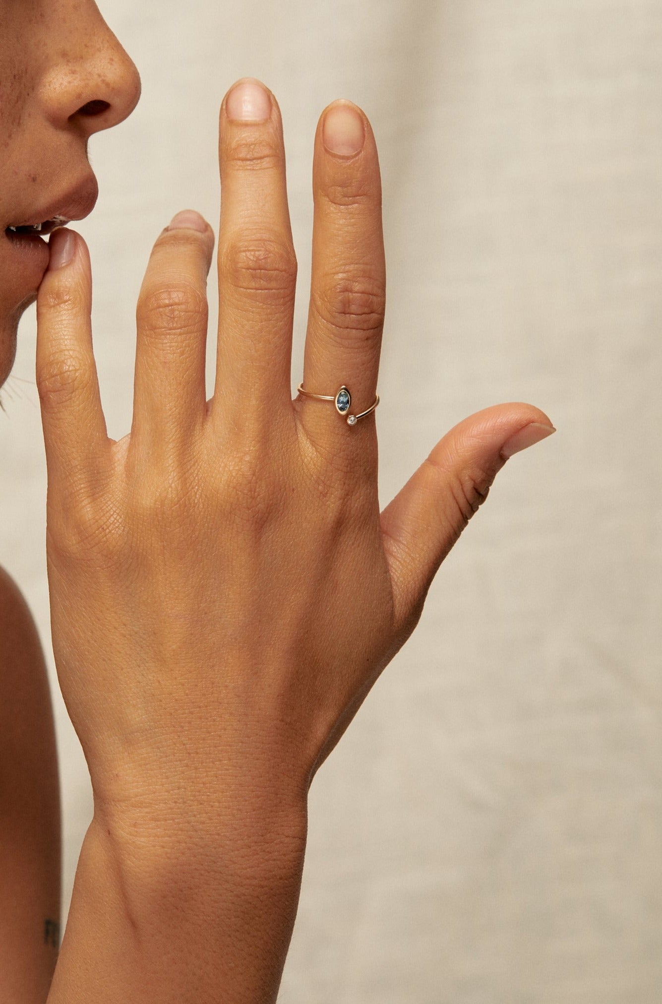 Solar Diamond and Sapphire Ring