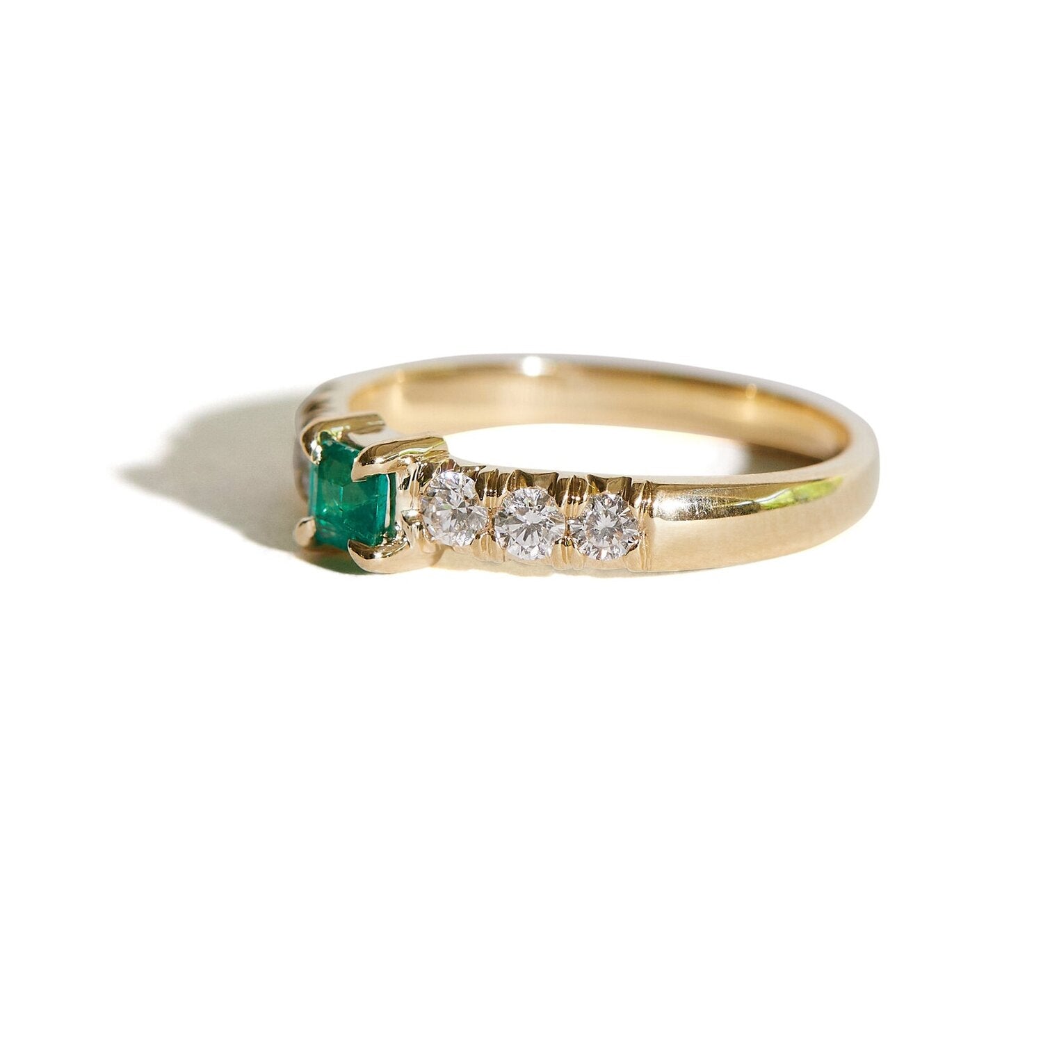 New! Emerald and Diamond French Pave Ring