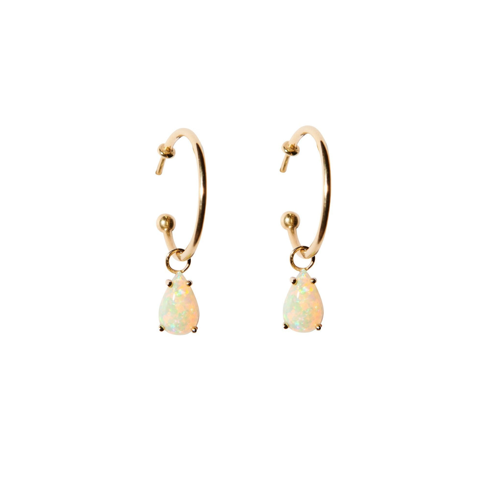 Floating Hoops with Teardrop Opal